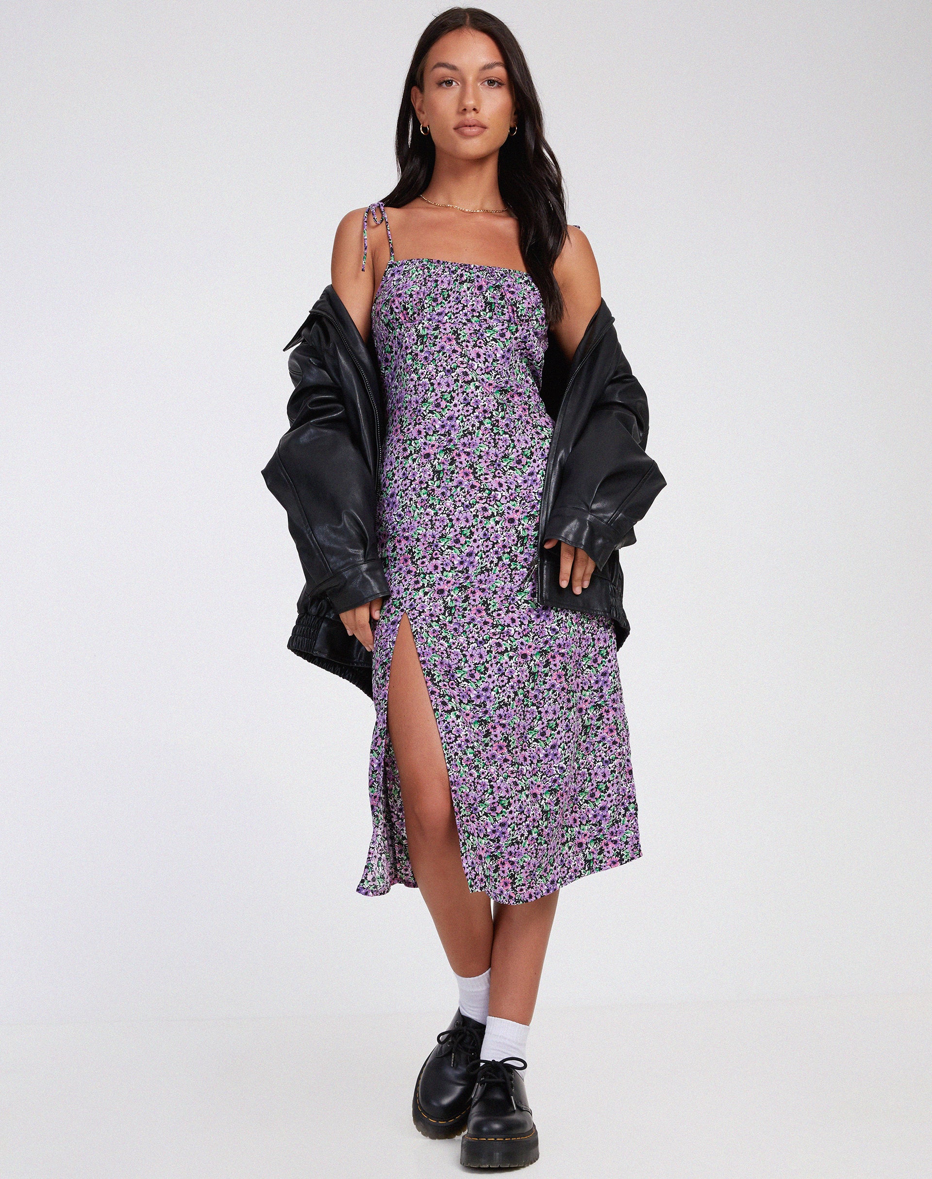 Lotie Midi Dress in Lilac Blossom-Nico Sky