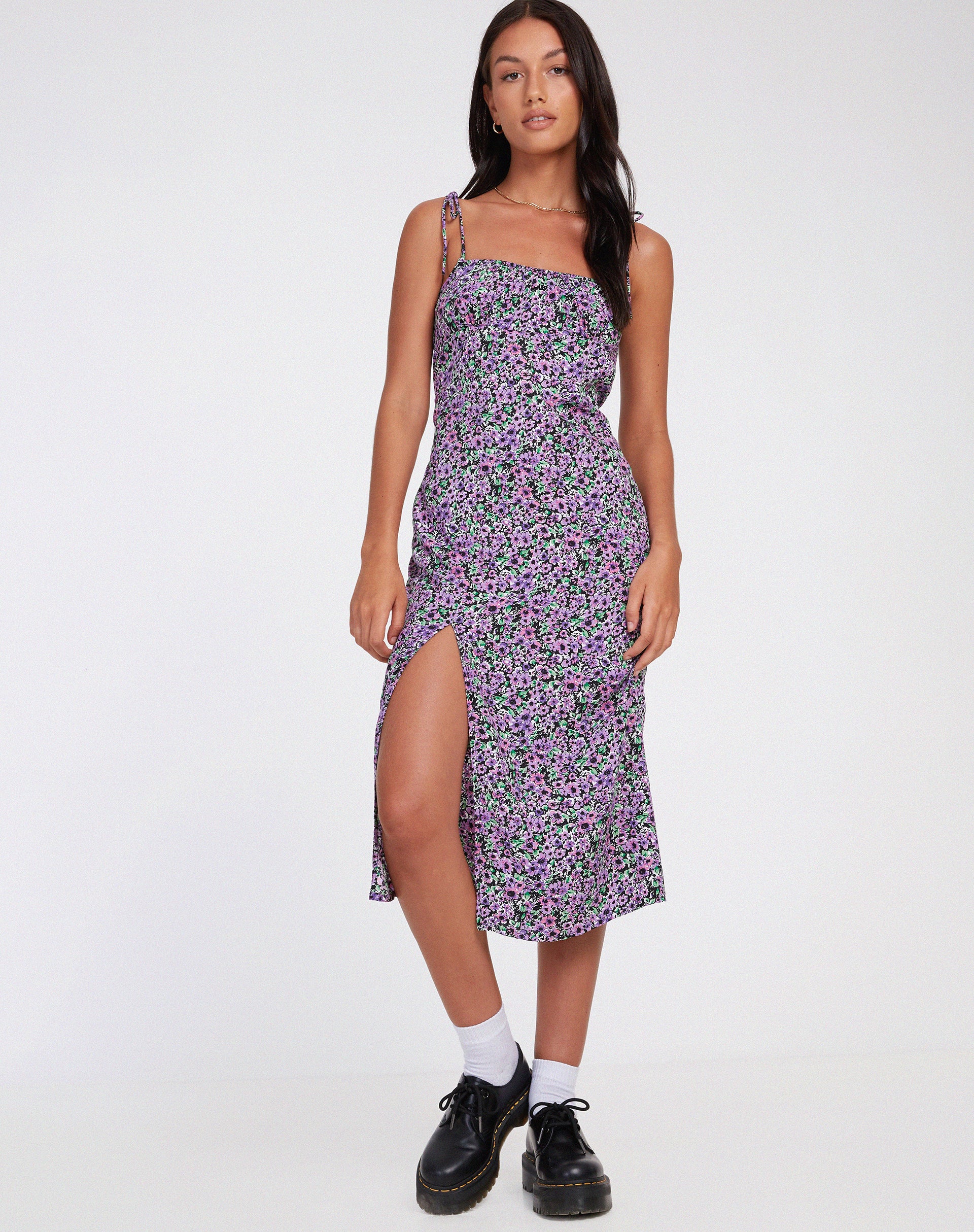 Lotie Midi Dress in Lilac Blossom-Nico Sky