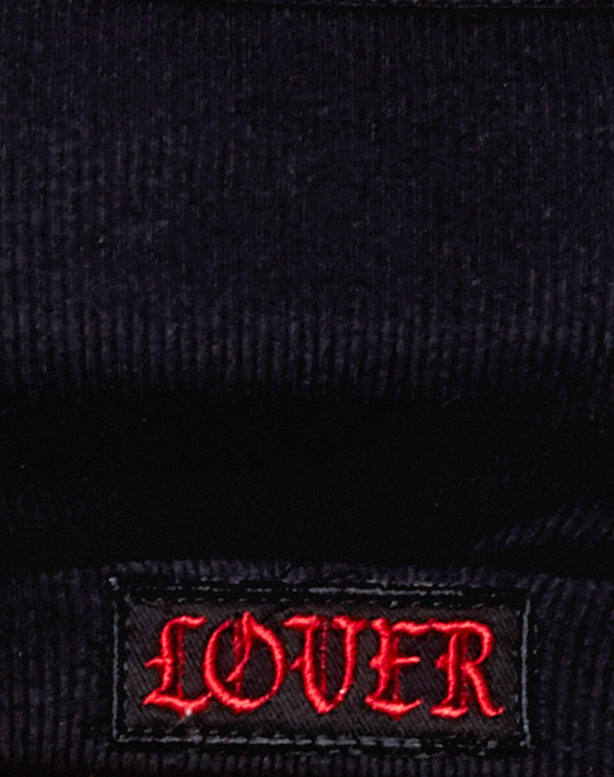 Esme Bralet in Black with Red 'Lover' Embro-Nico Sky