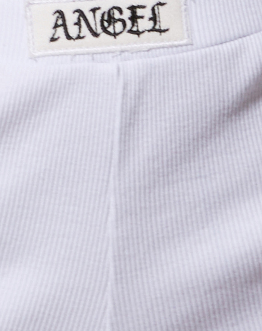 Lou Hot Pant in White with 'Angel' Embro-Nico Sky