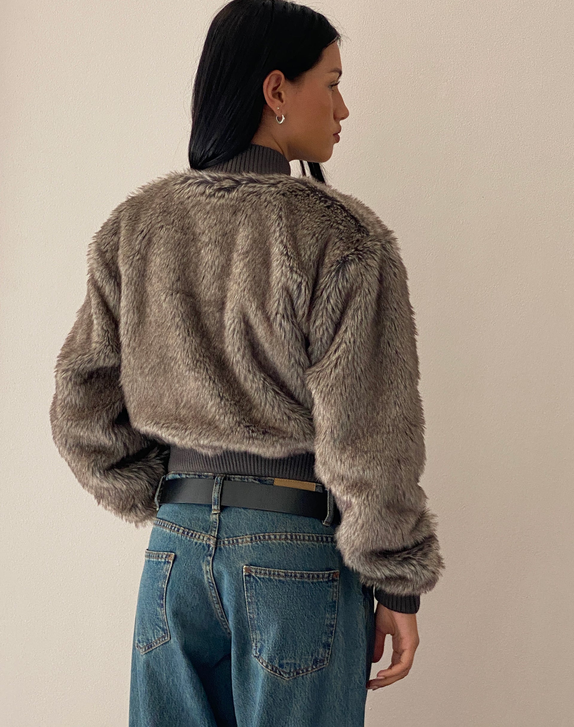 Lovina Jacket in Brown Faux Fur-Nico Sky