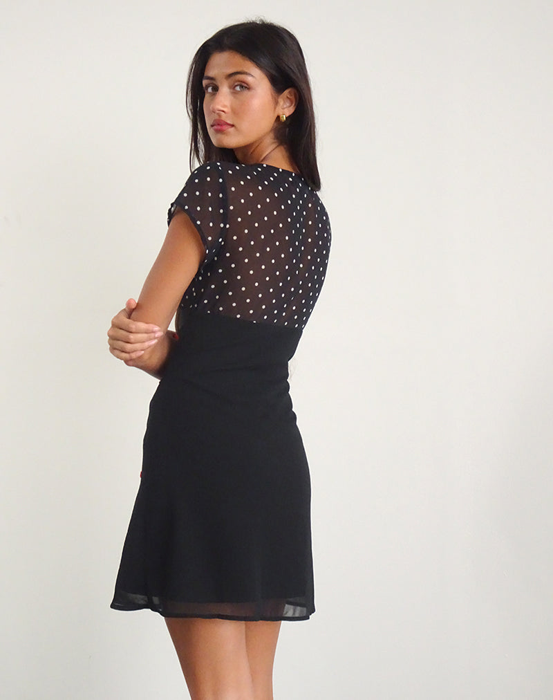 Lovita Mini Dress in Basic Polka Black-Nico Sky