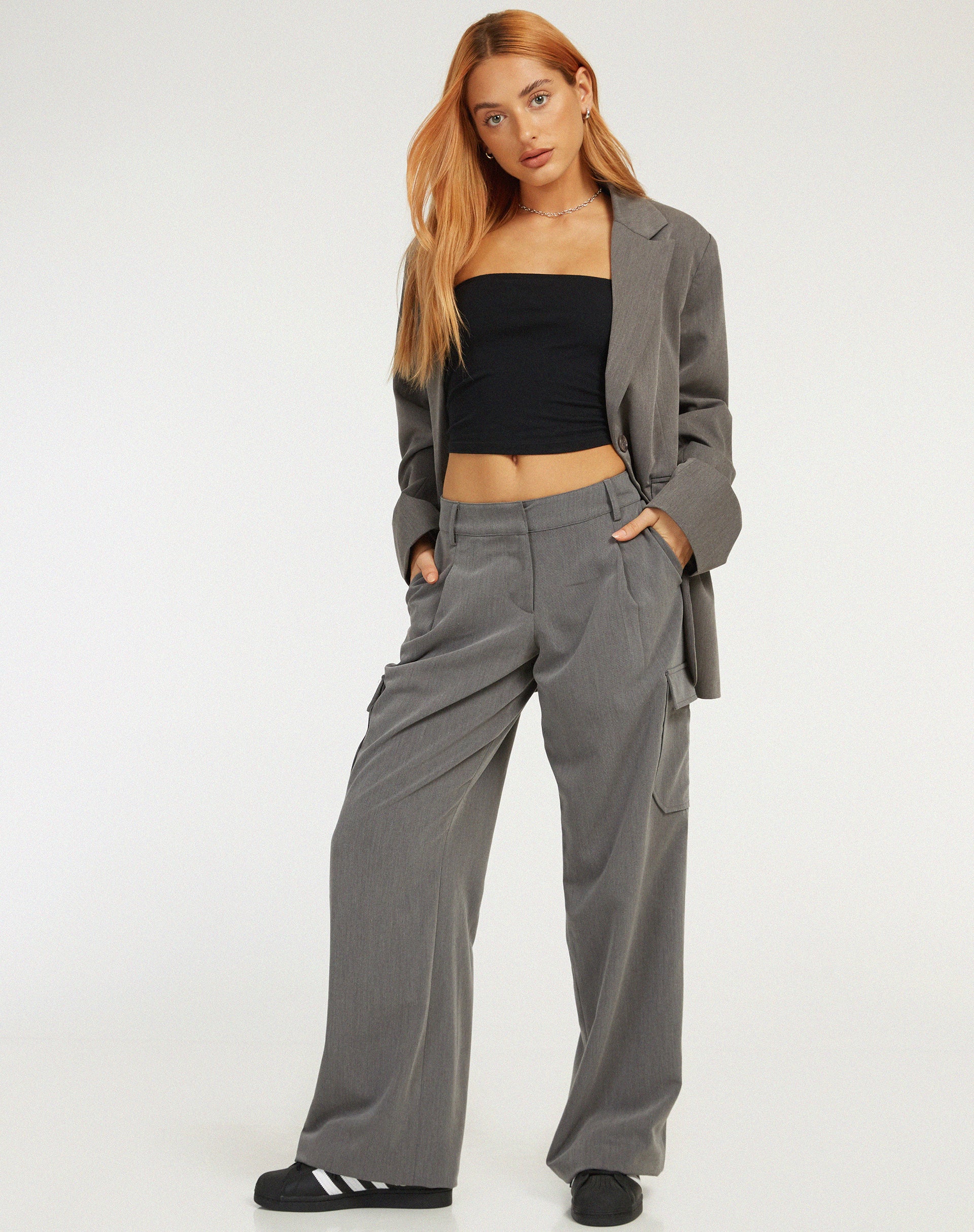 Low Rise Abba Cargo in Charcoal-Nico Sky