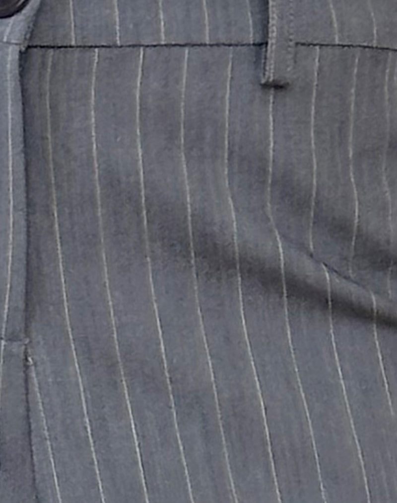 Abba Low Rise Trouser in Grey Pinstripe-Nico Sky