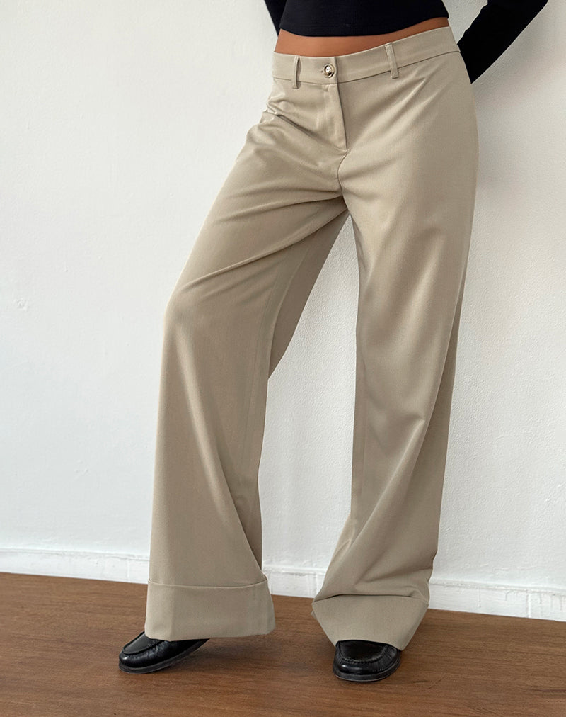 Abba Low Rise Trousers in Stone-Nico Sky