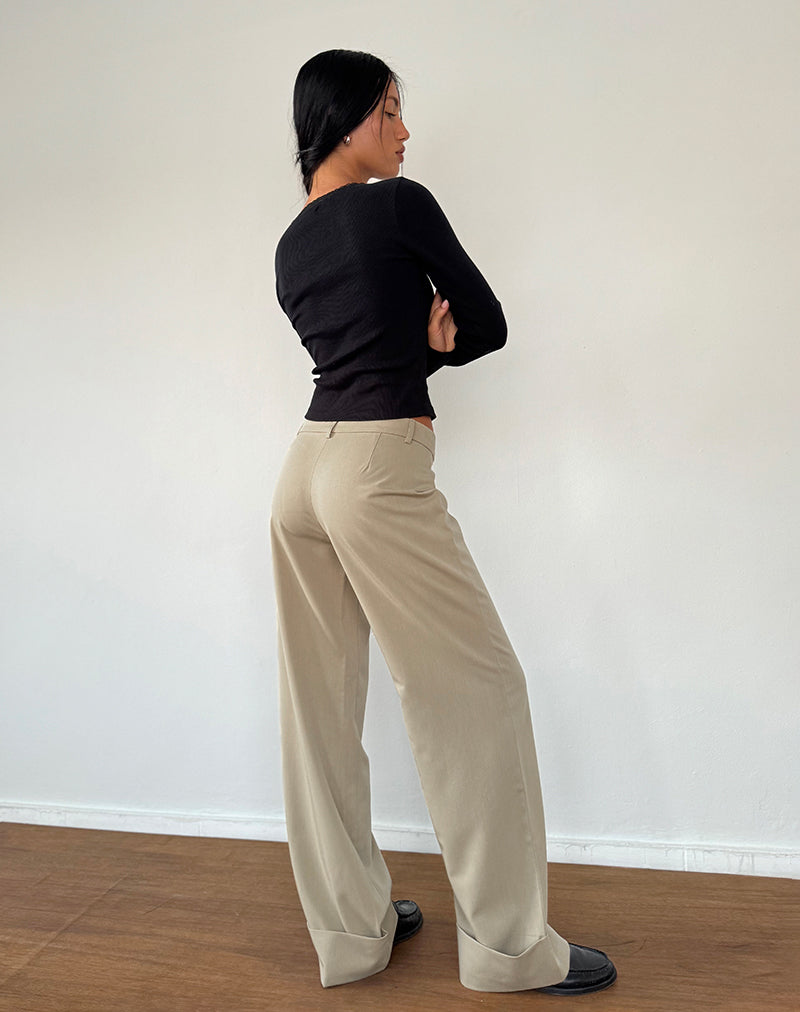 Abba Low Rise Trousers in Stone-Nico Sky
