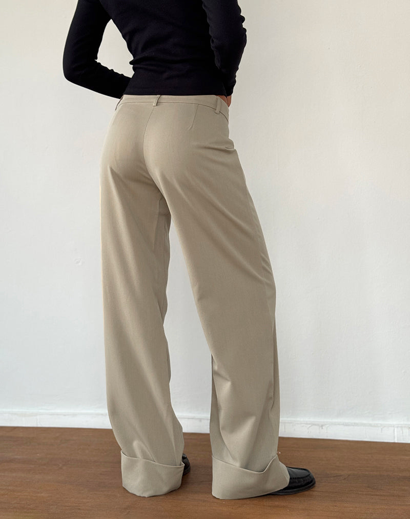Abba Low Rise Trousers in Stone-Nico Sky