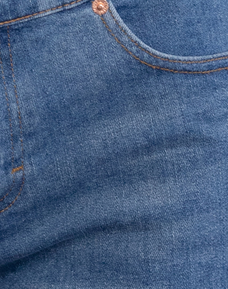 Low Rise Denim Hot Pants in Bay Blue-Nico Sky