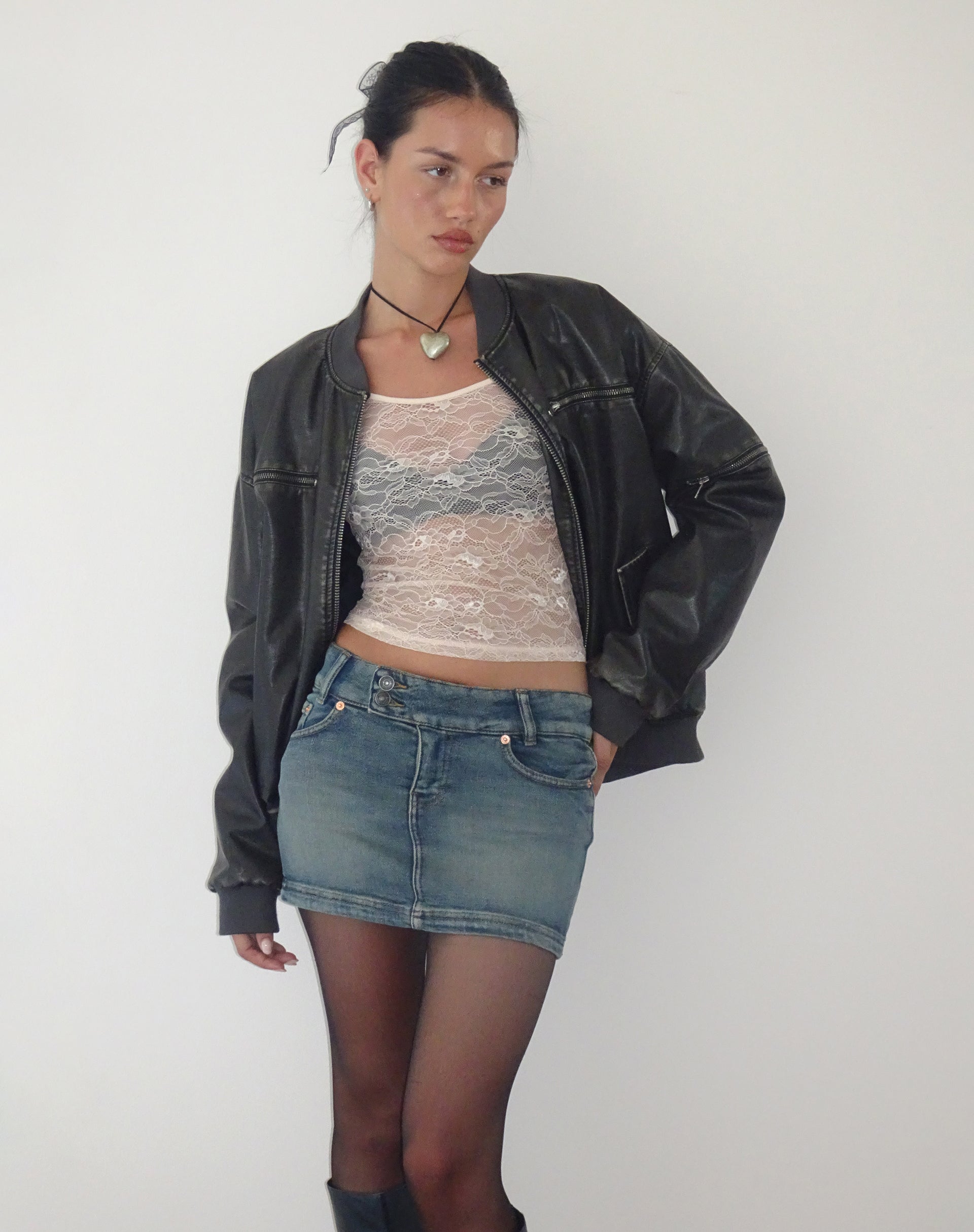 Low Rise Denim Mini Skirt in Desert Wash-Nico Sky