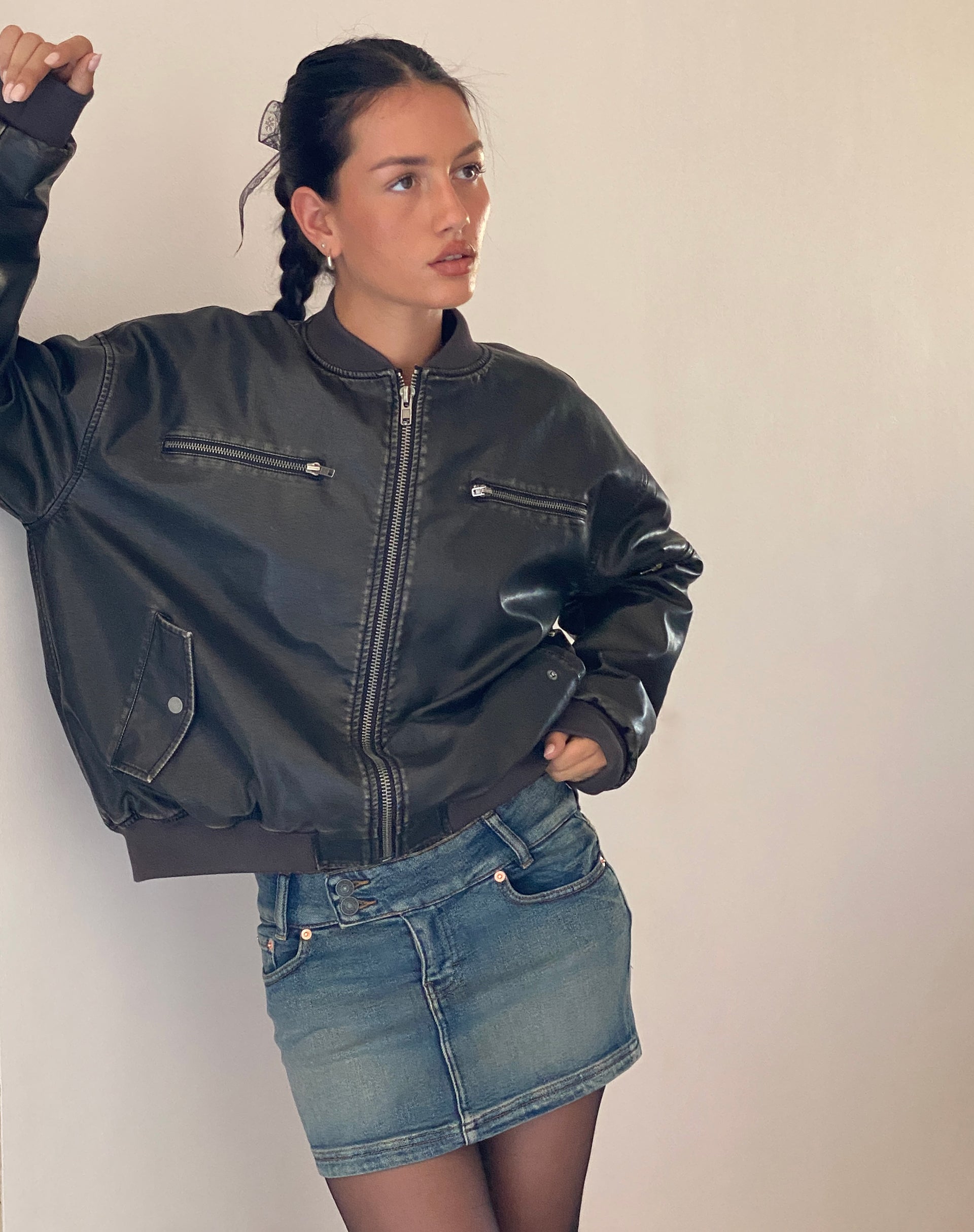 Low Rise Denim Mini Skirt in Desert Wash-Nico Sky