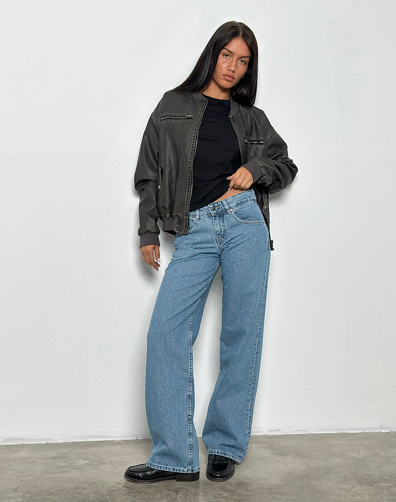 Low Rise Parallel Jeans in Blue Stone-Nico Sky