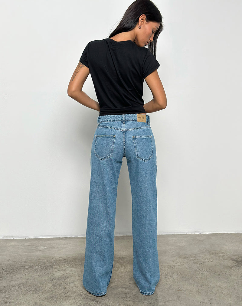 Low Rise Parallel Jeans in Blue Stone-Nico Sky
