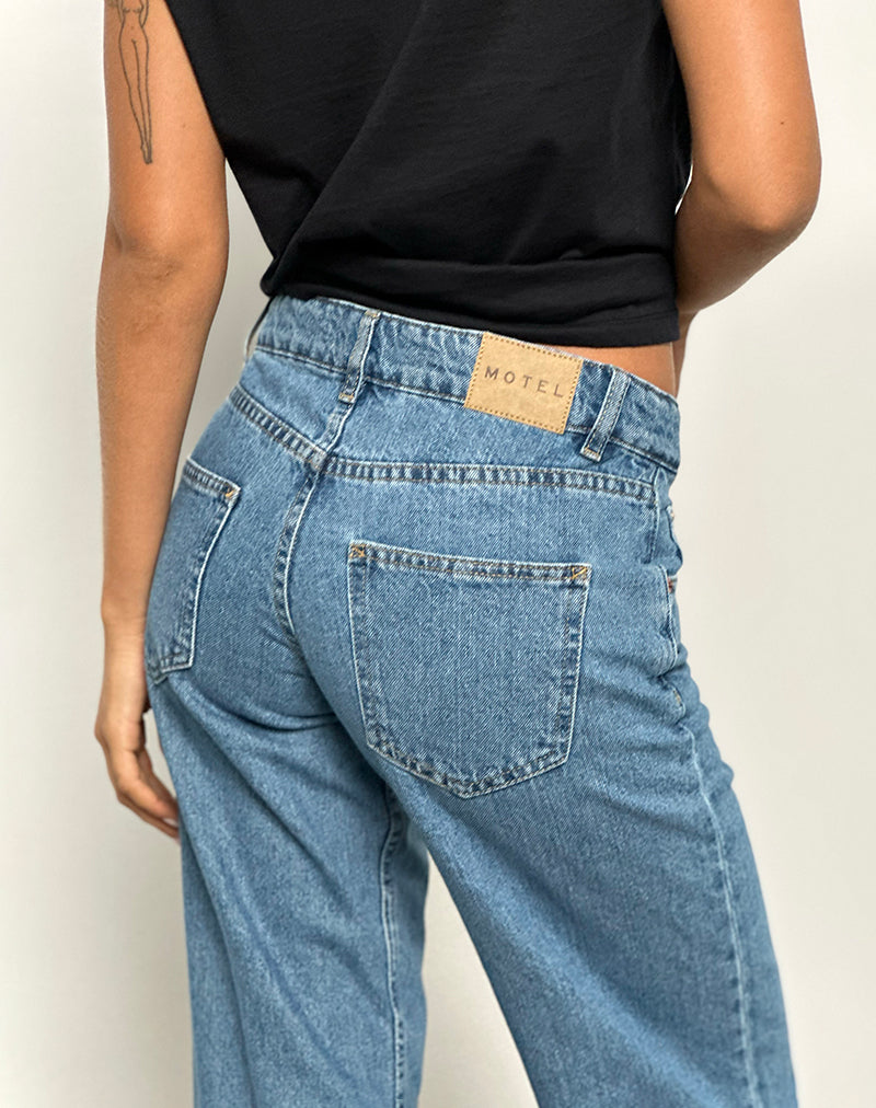 Low Rise Parallel Jeans in Blue Stone-Nico Sky