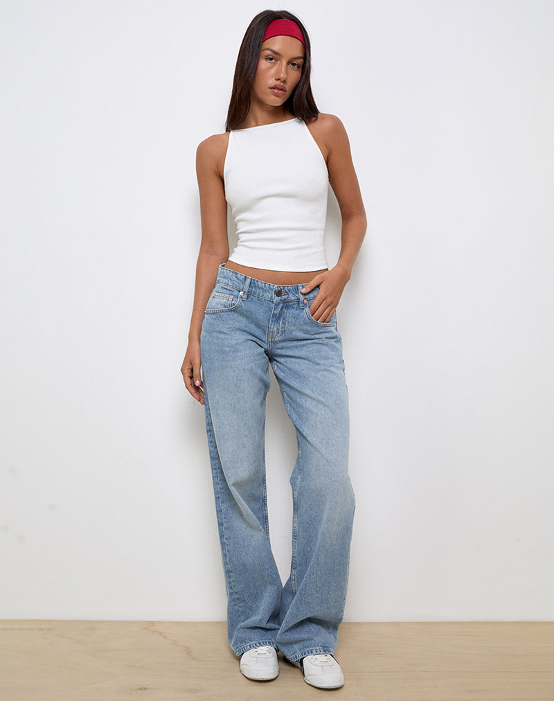 Low Rise Parallel Jeans In Bright Blue Used-Nico Sky