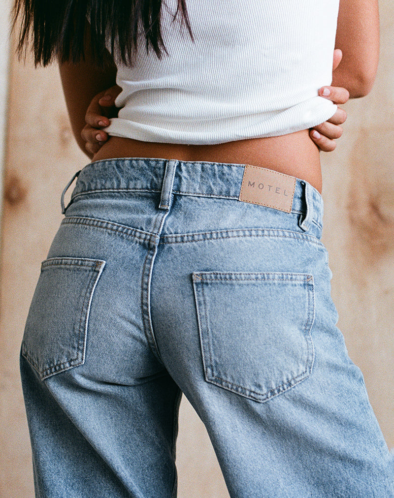 Low Rise Parallel Jeans In Bright Blue Used-Nico Sky