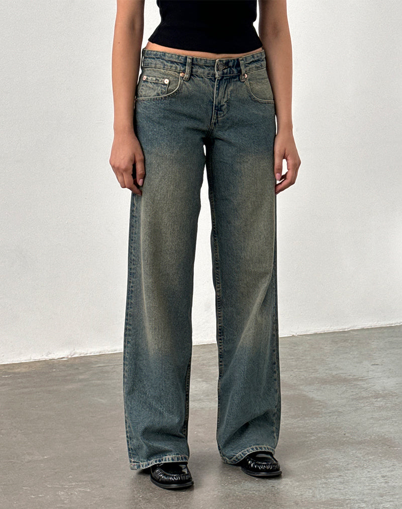 Low Rise Parallel Jeans in Brown Blue Acid-Nico Sky