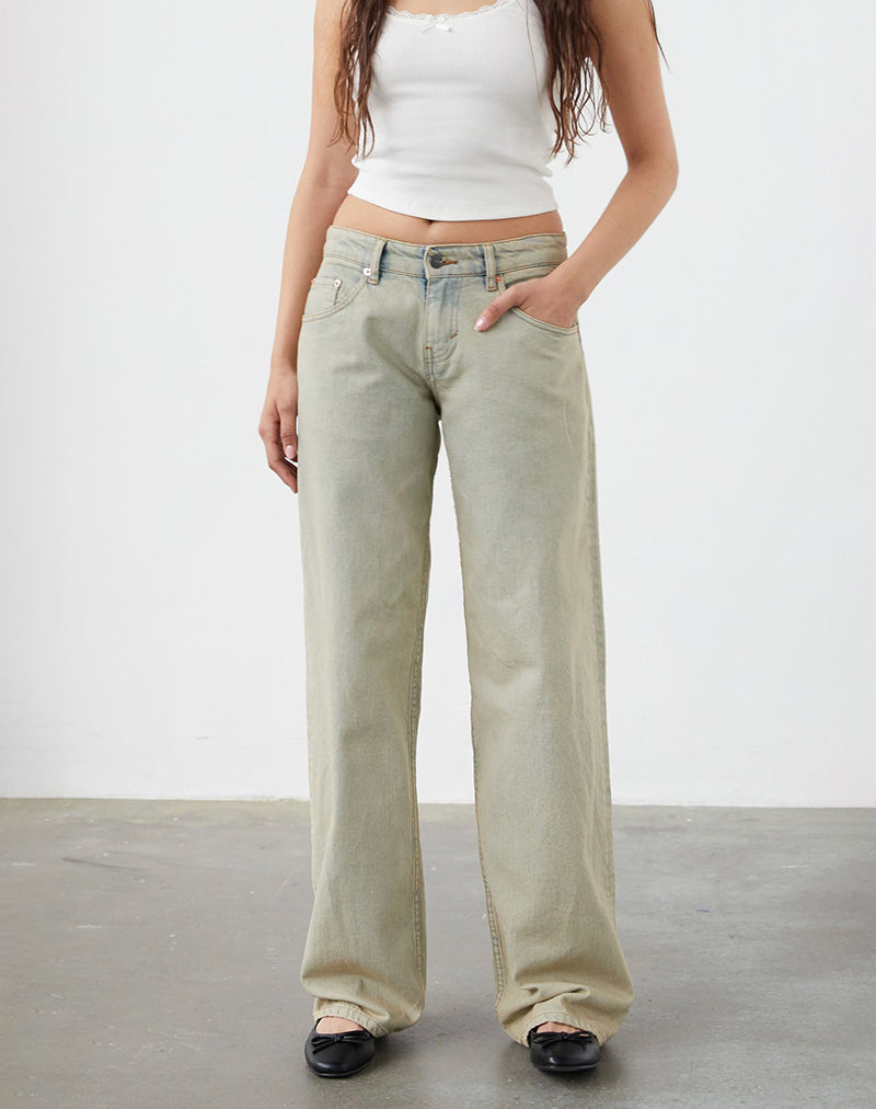 Low Rise Parallel Jeans in Desert Sand Wash-Nico Sky
