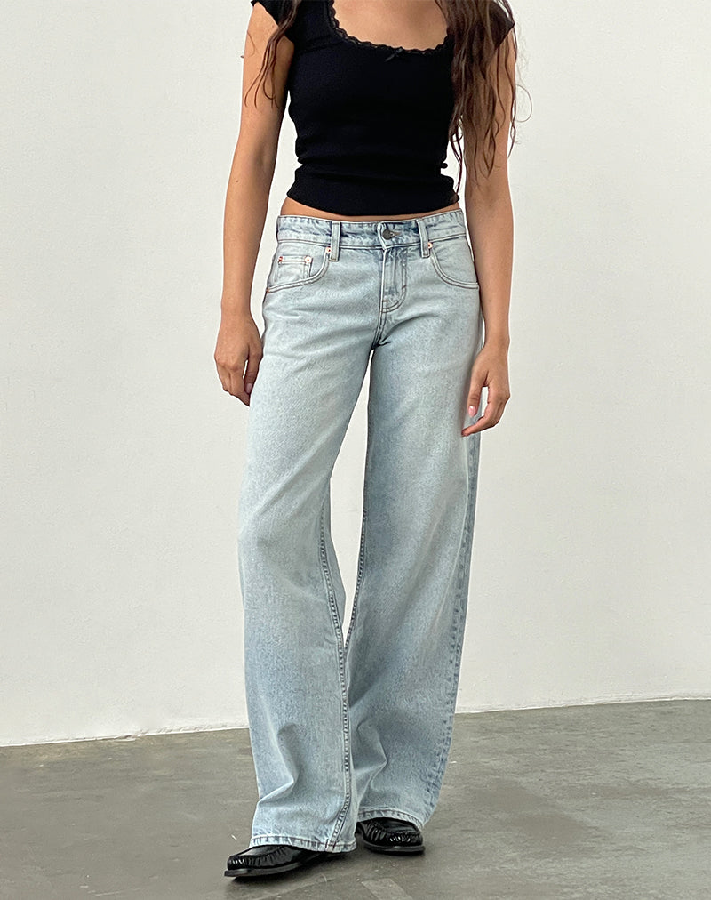 Low Rise Parallel Jeans In Extreme Light Wash Blue-Nico Sky