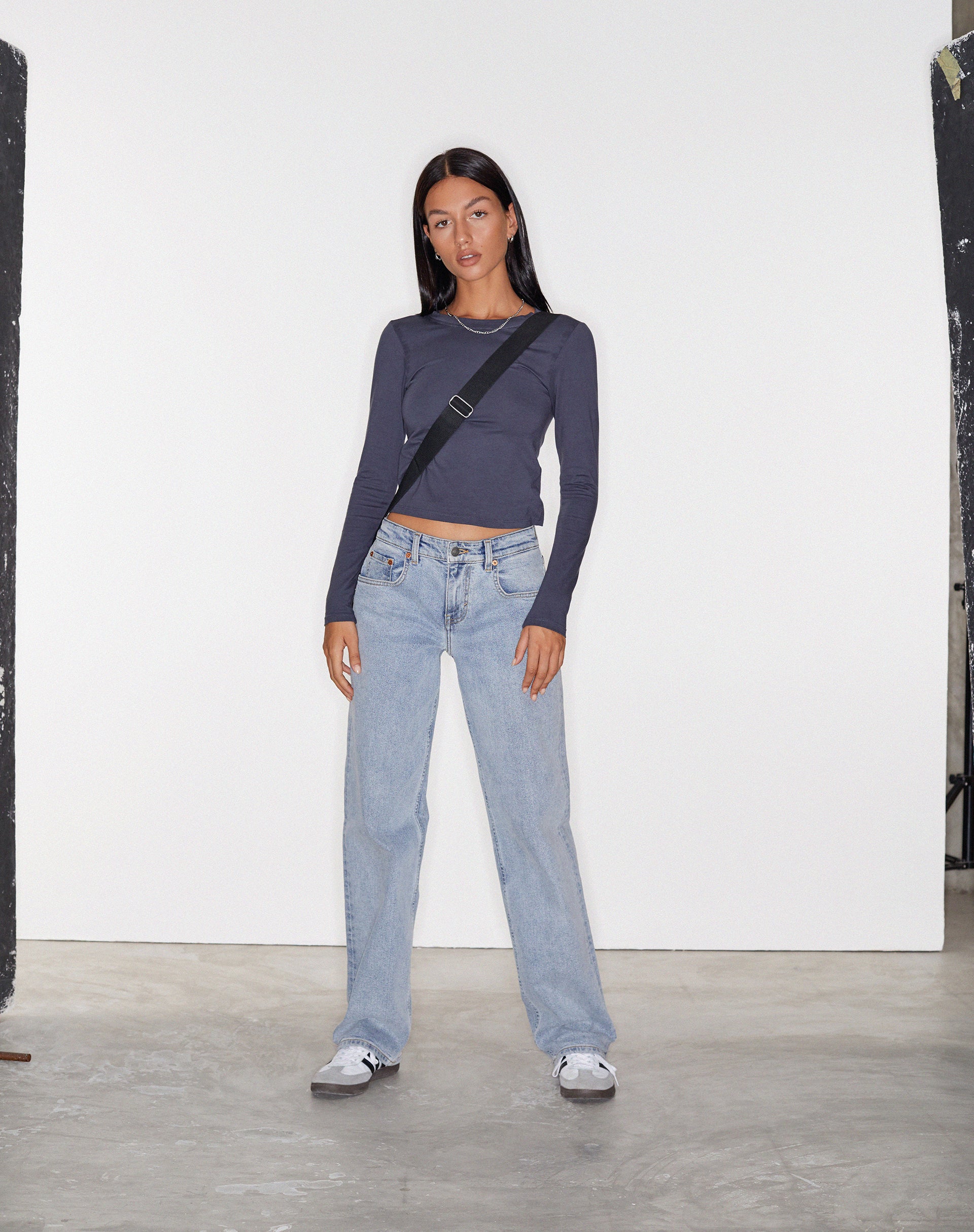 Low Rise Parallel Jeans in Light Wash Blue-Nico Sky