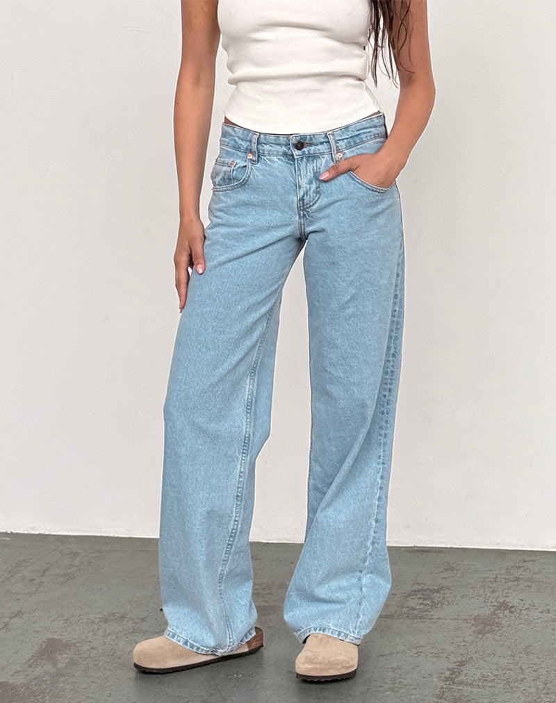 Low Rise Parallel Jeans in Light Wash Blue-Nico Sky