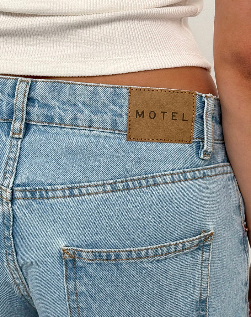 Low Rise Parallel Jeans in Light Wash Blue-Nico Sky