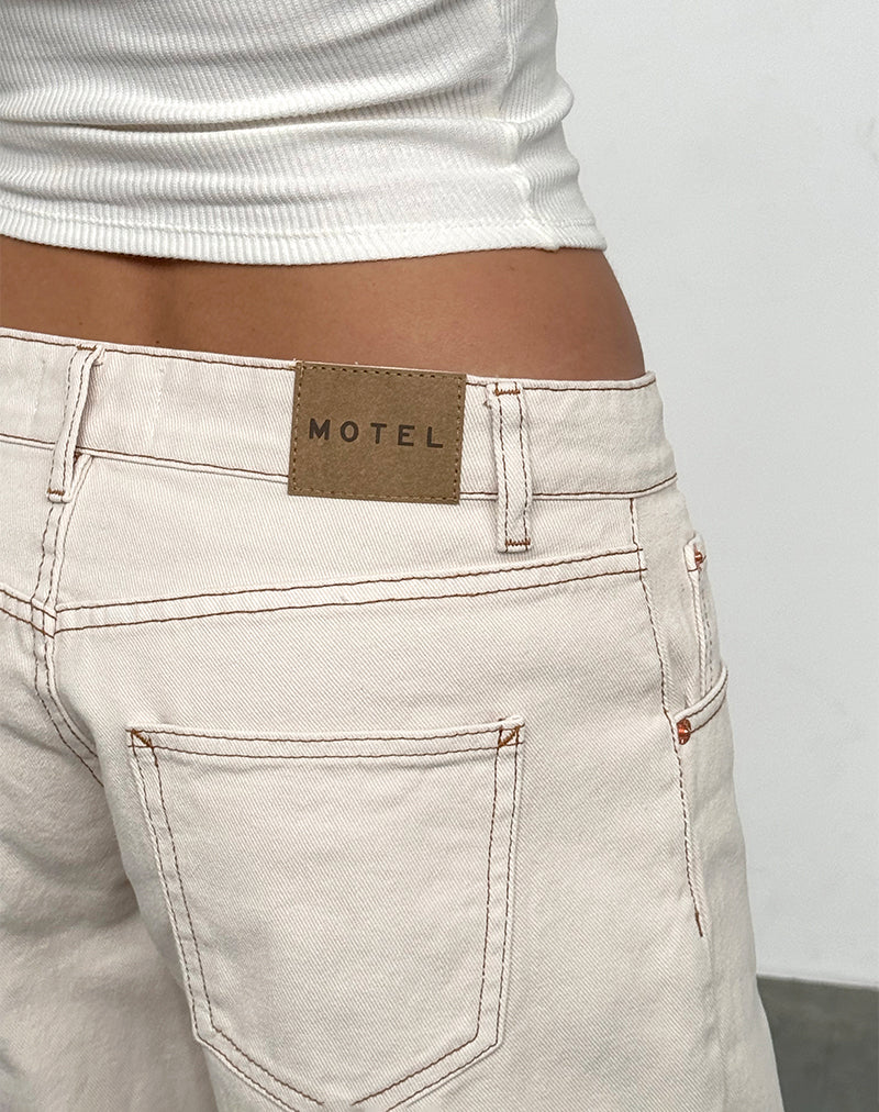 Low Rise Parallel Jeans in Off White-Nico Sky