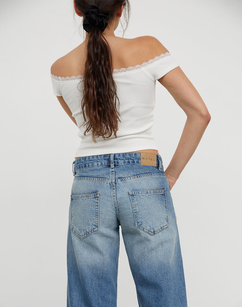 Low Rise Parallel Jeans in Powder Blue-Nico Sky