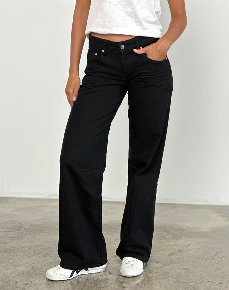 Low Rise Parallel Jeans in Rinse Black-Nico Sky