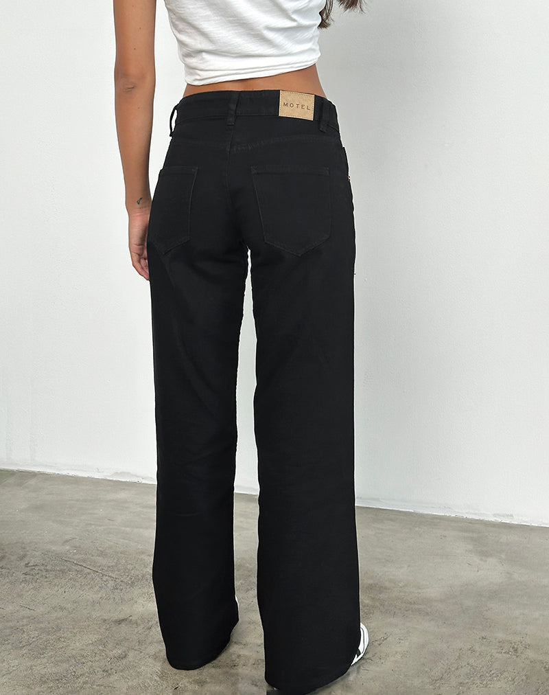 Low Rise Parallel Jeans in Rinse Black-Nico Sky