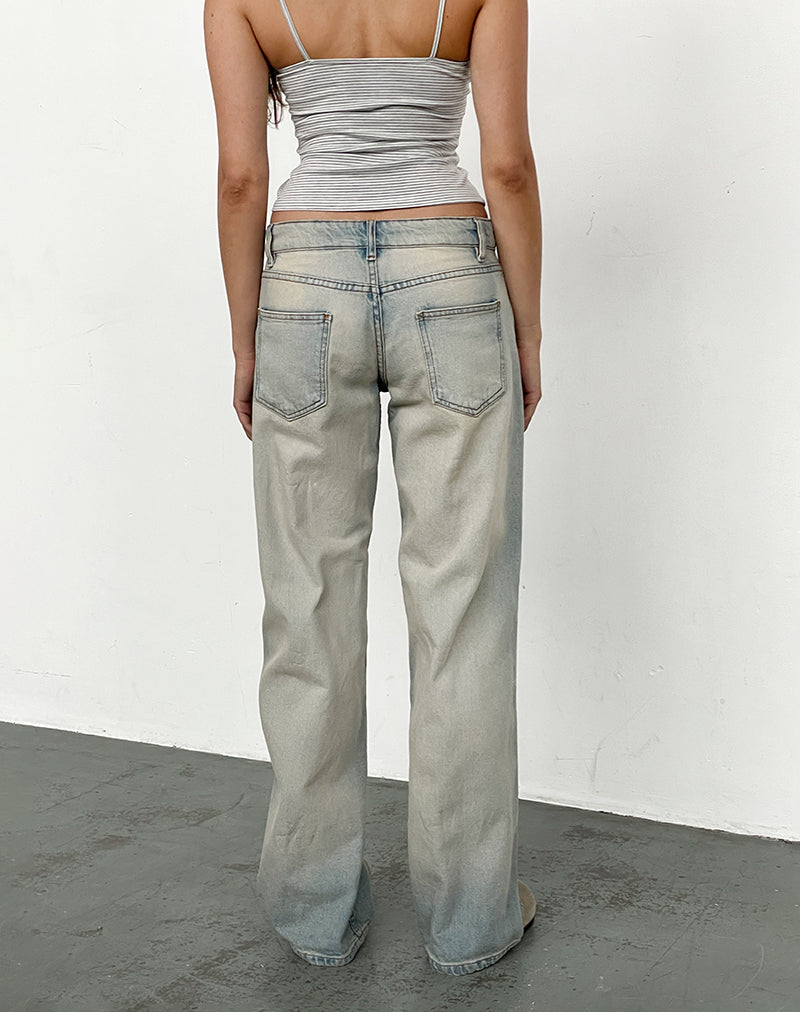 Low Rise Parallel Jeans in Sand Bleach Extreme-Nico Sky