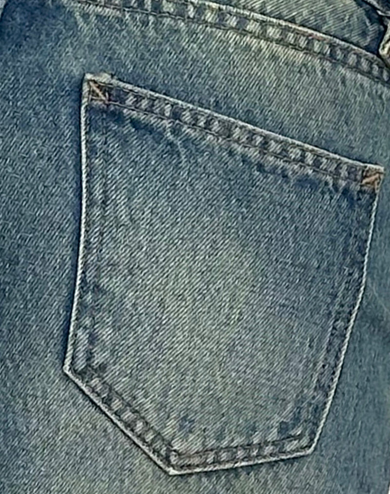 Low Rise Parallel Jeans in Sea Green-Nico Sky