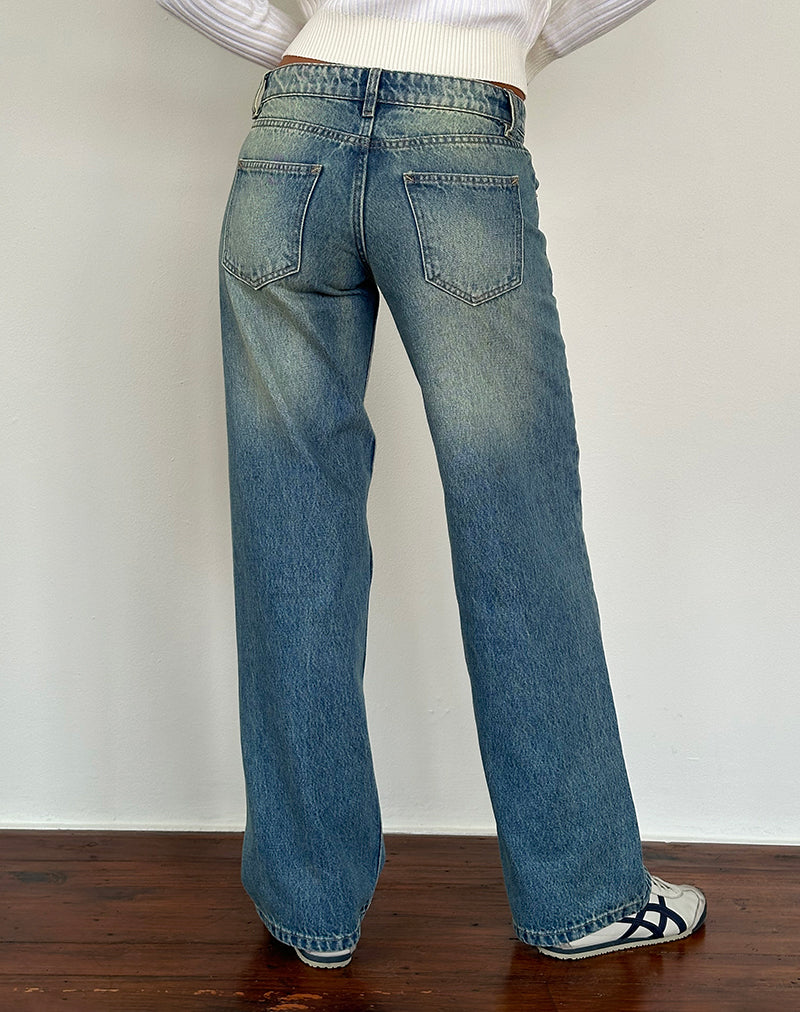 Low Rise Parallel Jeans in Sea Green-Nico Sky