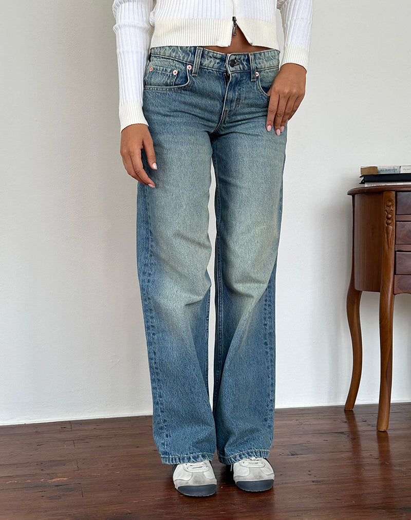 Low Rise Parallel Jeans in Sea Green-Nico Sky