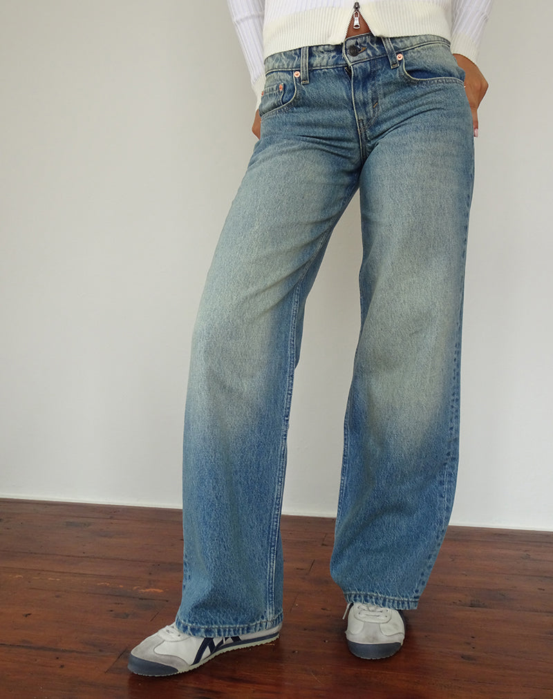 Low Rise Parallel Jeans in Sea Green-Nico Sky