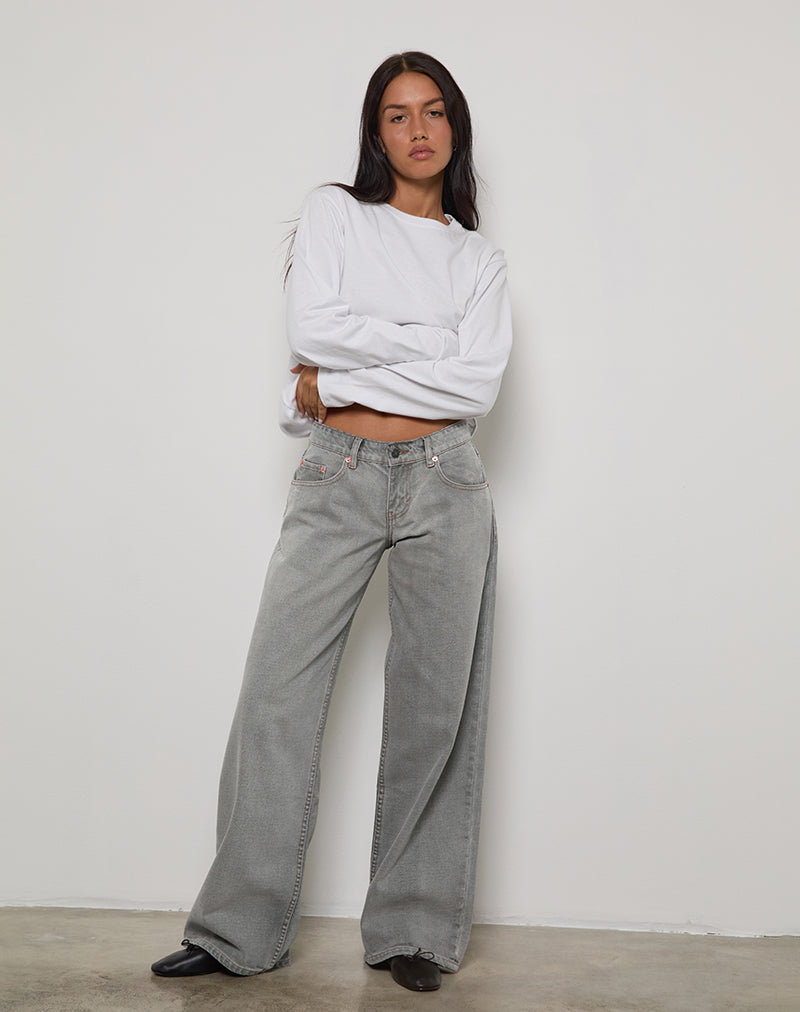 Low Rise Roomy Jeans in Bleach Grey-Nico Sky