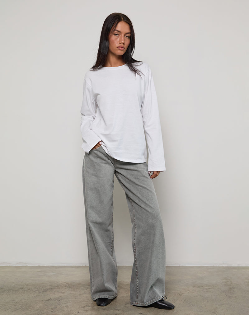 Low Rise Roomy Jeans in Bleach Grey-Nico Sky