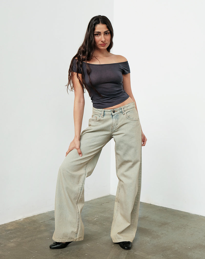 Low Rise Roomy Jeans in Desert Sand Wash-Nico Sky