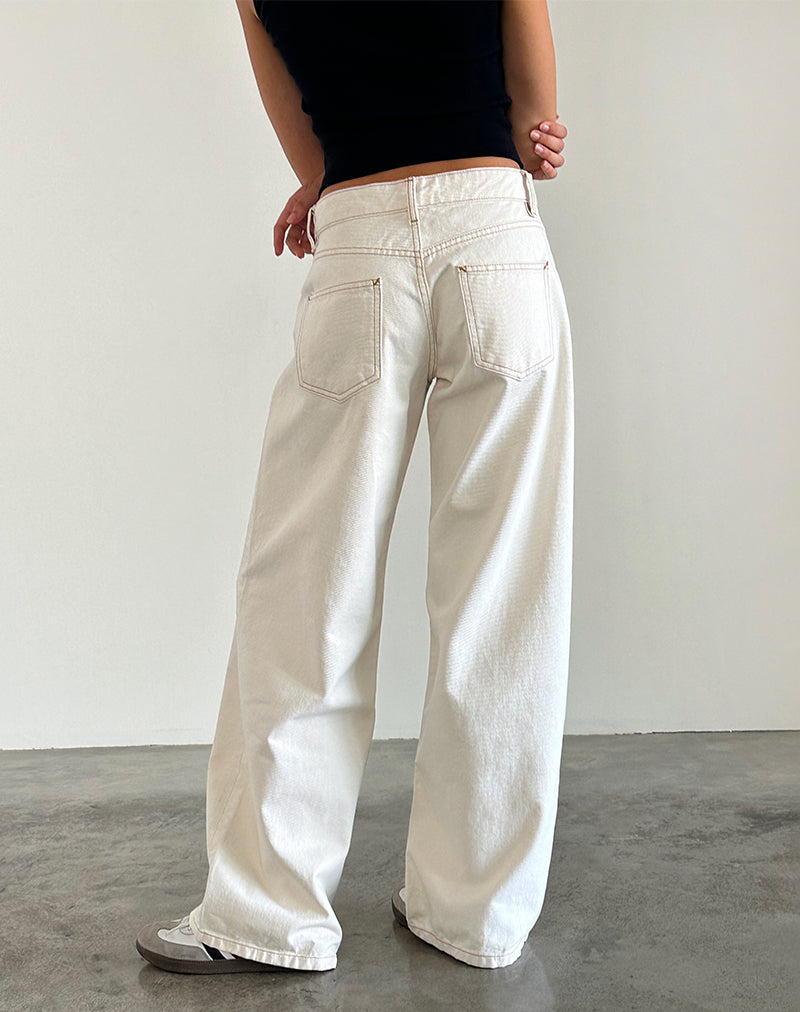 Roomy Extra Wide Low Rise Jeans in Off White-Nico Sky