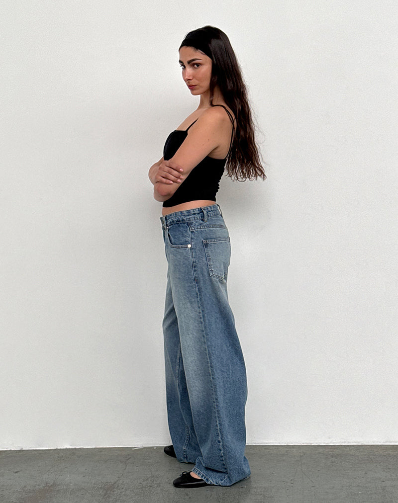Roomy Extra Wide Low Rise Jeans in Powder Blue-Nico Sky