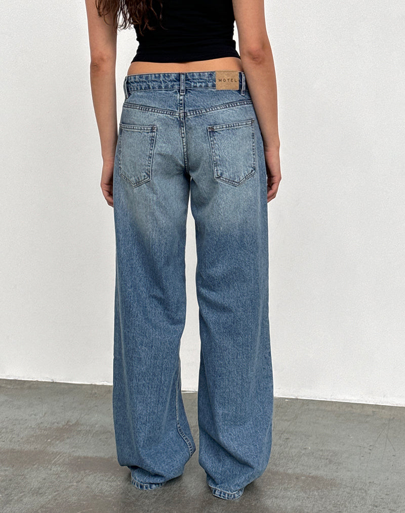 Roomy Extra Wide Low Rise Jeans in Powder Blue-Nico Sky