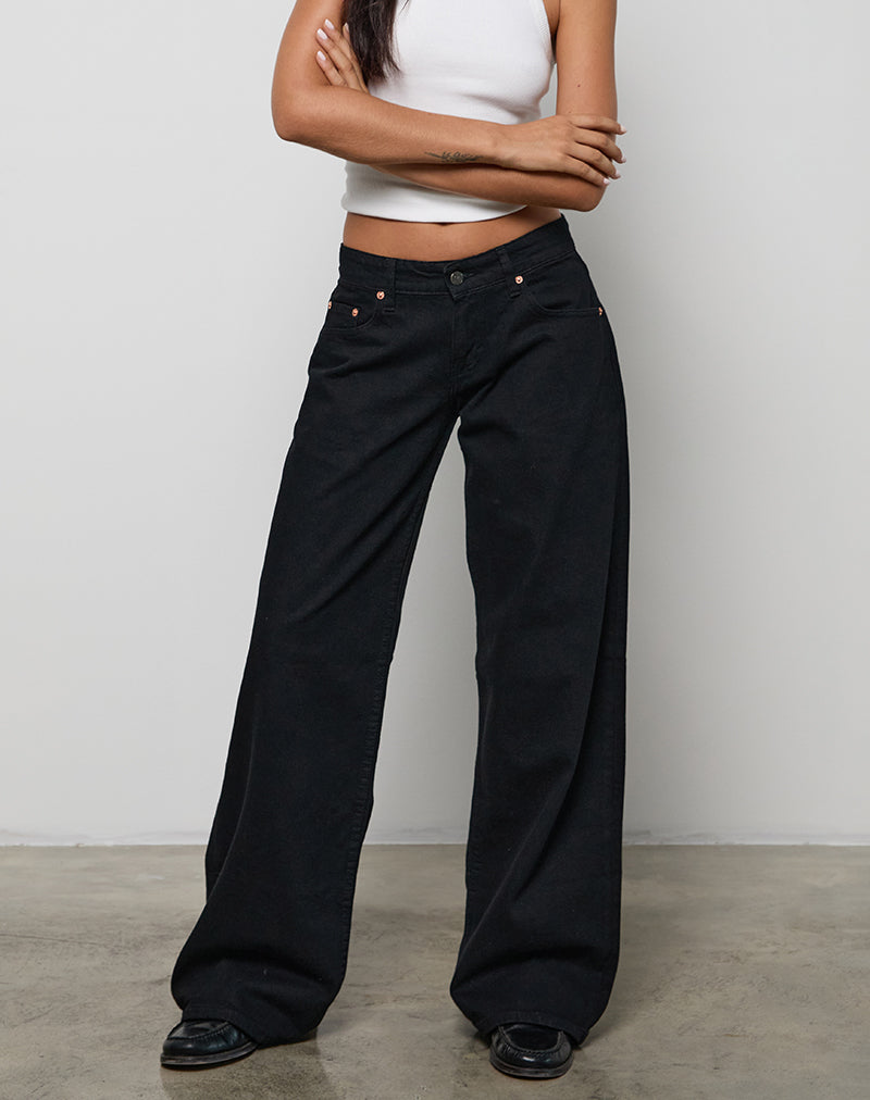 Low Rise Roomy Jeans in Rinse Black-Nico Sky