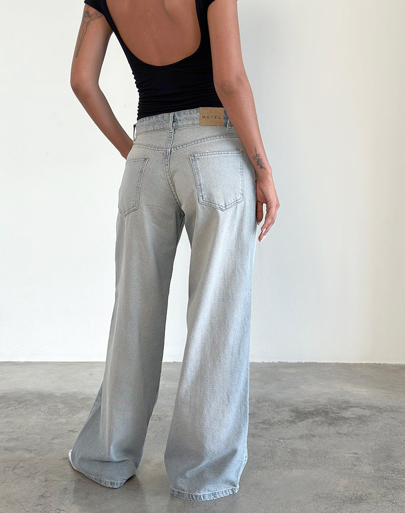 Roomy Extra Wide Low Rise Jeans in Sand Bleach Extreme-Nico Sky