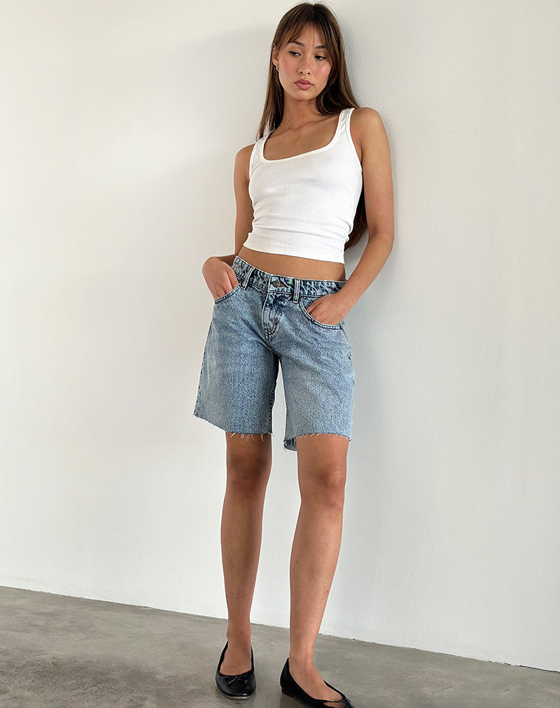 Low Rise Roomy Shorts in Vintage Blue Wash-Nico Sky