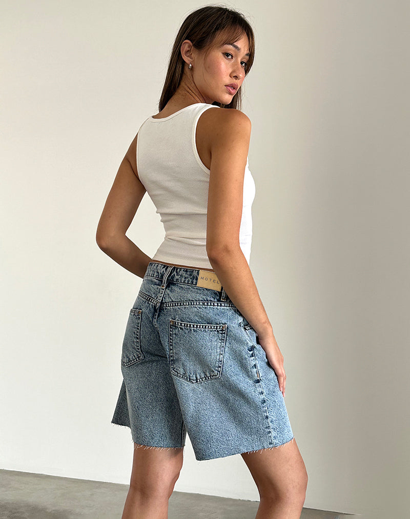 Low Rise Roomy Shorts in Vintage Blue Wash-Nico Sky