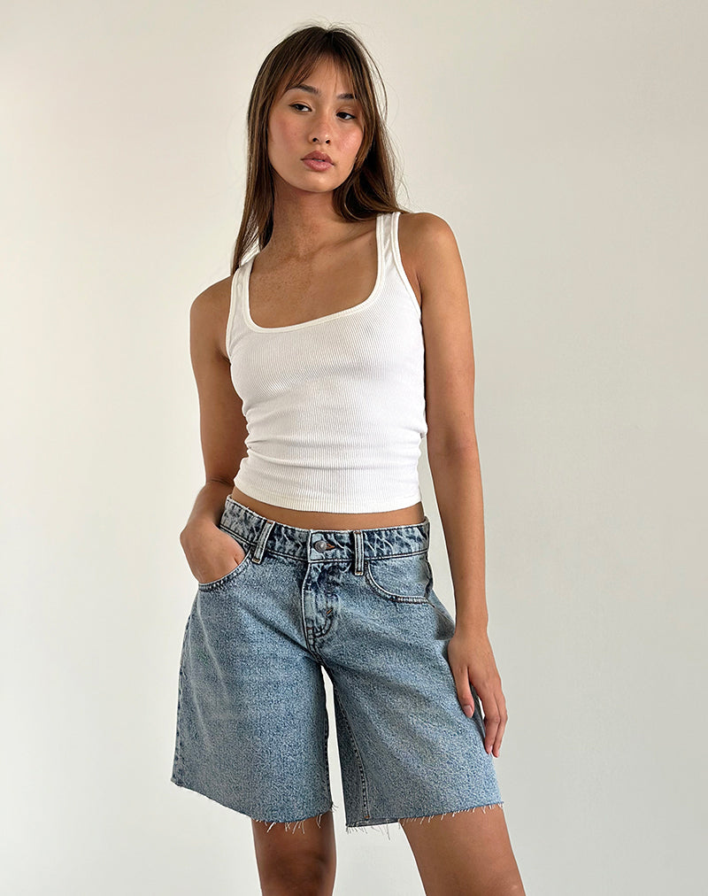 Low Rise Roomy Shorts in Vintage Blue Wash-Nico Sky