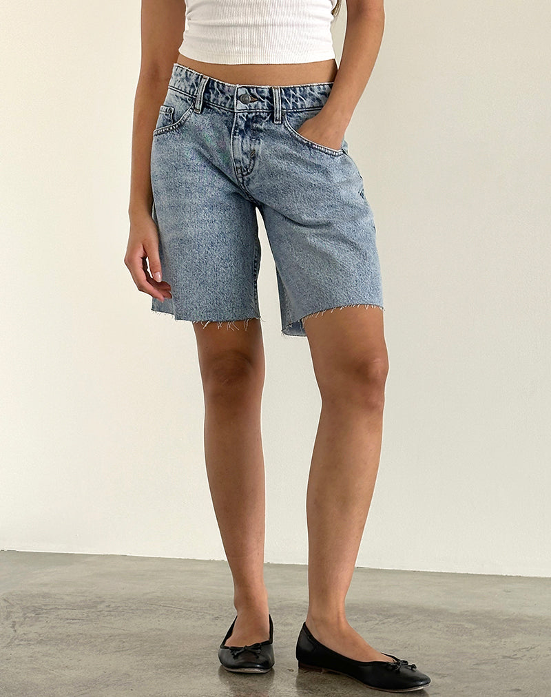 Low Rise Roomy Shorts in Vintage Blue Wash-Nico Sky