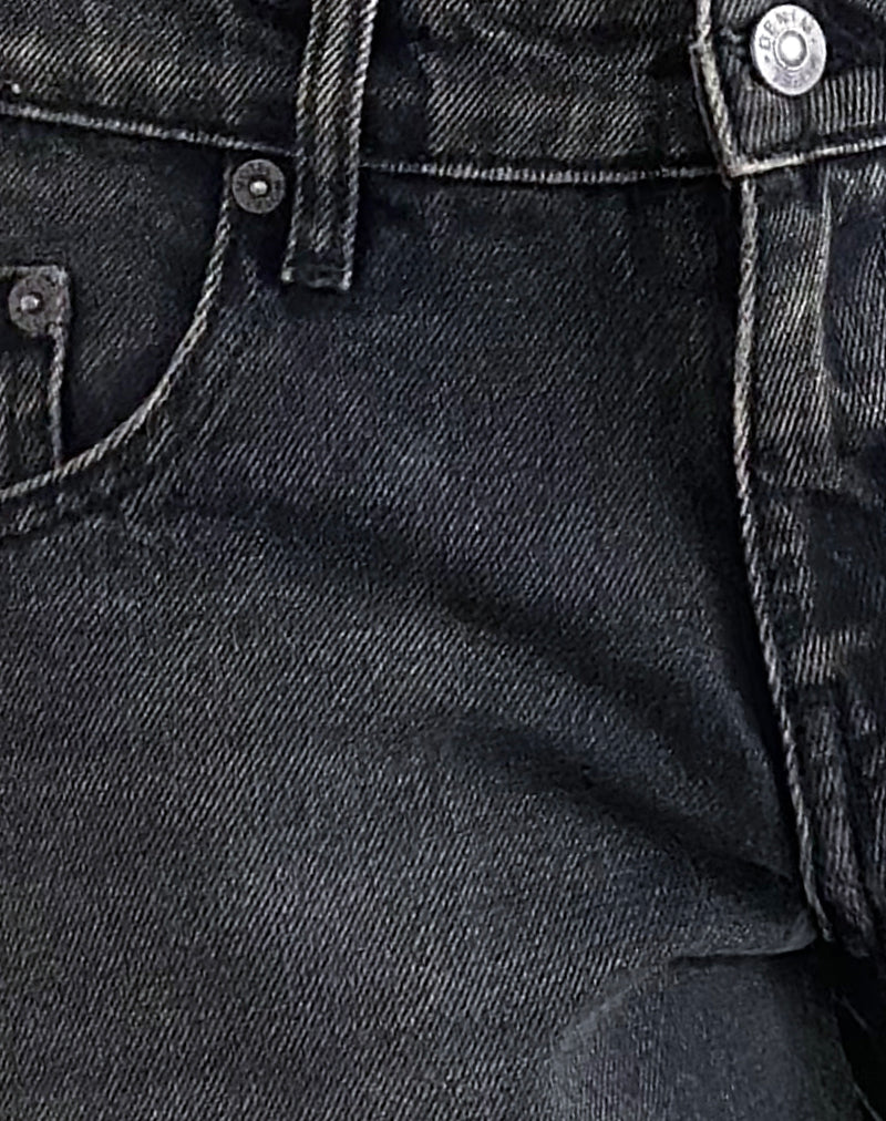 Roomy Low Rise Jorts in Washed Black Grey-Nico Sky