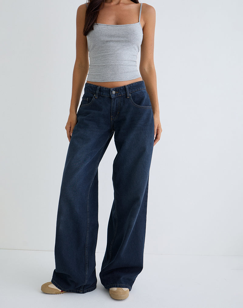 Low Rise Roomy Jeans in Smokey Blue-Nico Sky