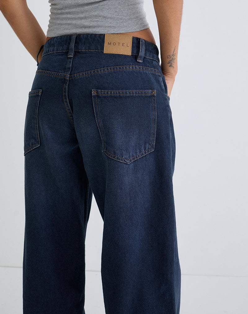 Low Rise Roomy Jeans in Smokey Blue-Nico Sky