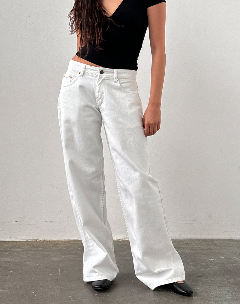 Low Rise Roomy Jeans in True White-Nico Sky